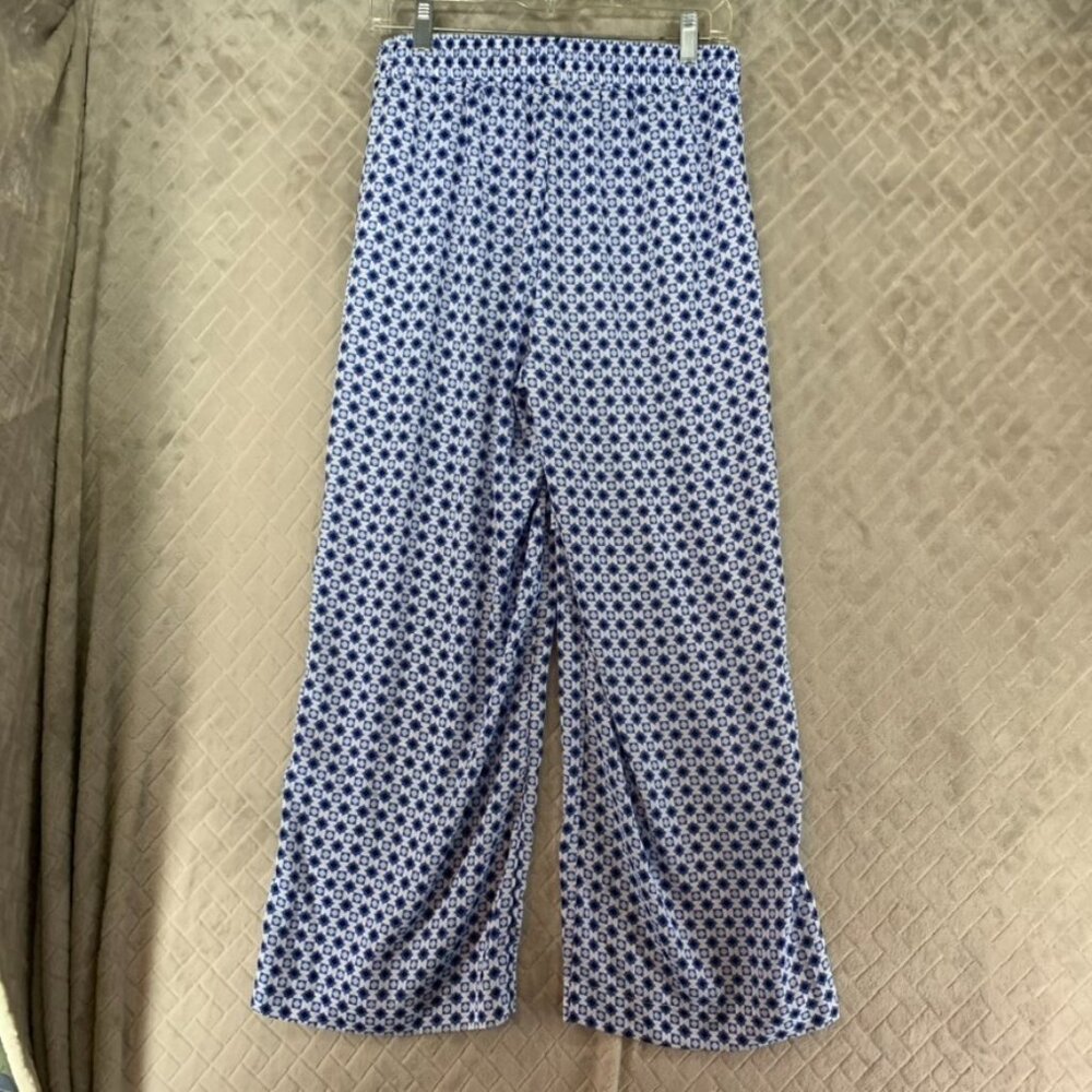 Singlethread Pants Womens Sp Blue Geometric Baggy Straight Leg Boho Coastal - Picture 9 of 14